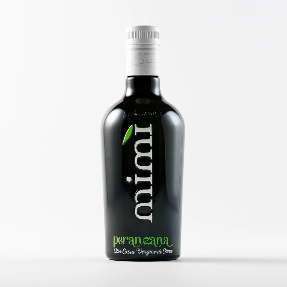 Mimi Peranzana extra virgin olive oil bottle packshot